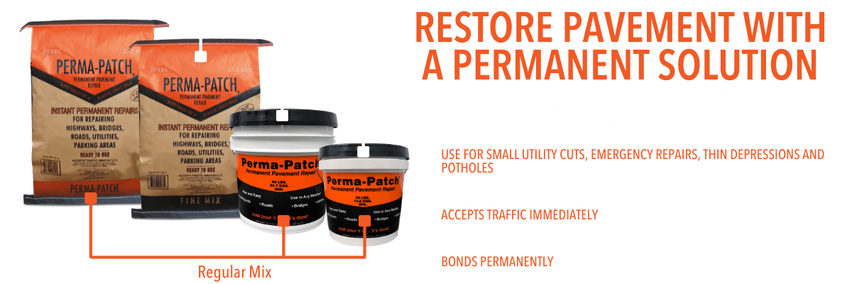 Restore Pavement with Perma-Patch, a permament solution. 